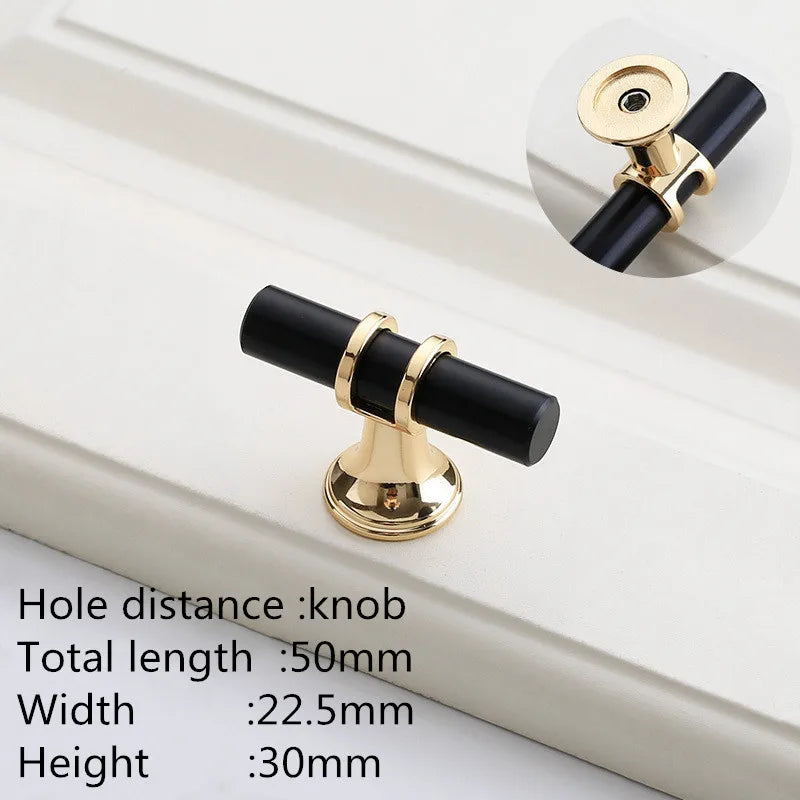 Modern Zinc Alloy Black Gold Door Handles Kitchen Cabinet Handles Solid Drawer Knobs Fashion Furniture Handle Hardware