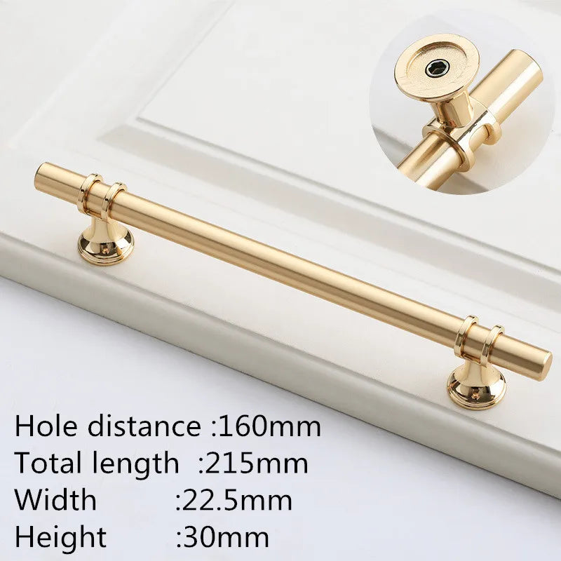 Modern Zinc Alloy Black Gold Door Handles Kitchen Cabinet Handles Solid Drawer Knobs Fashion Furniture Handle Hardware