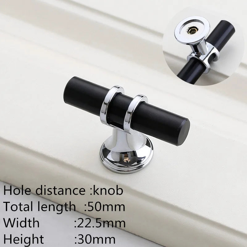 Modern Zinc Alloy Black Gold Door Handles Kitchen Cabinet Handles Solid Drawer Knobs Fashion Furniture Handle Hardware