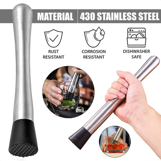 Multifunction Stainless Steel Crushed Ice Hammer Crushed Popsicle Sticks Cocktail Ice Cube Crusher Fruit Muddle Pestles Bar Tool