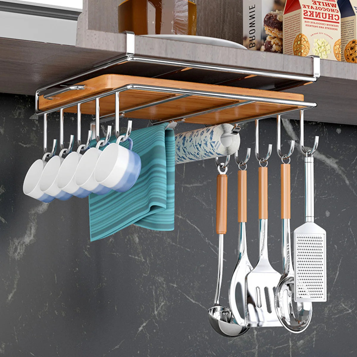 Multifunctional Cabinet Hanging Kitchen Rack Chopping Board Cabinet Hanger Wall Hanging Storage Wine Glass Pot Cover Rack