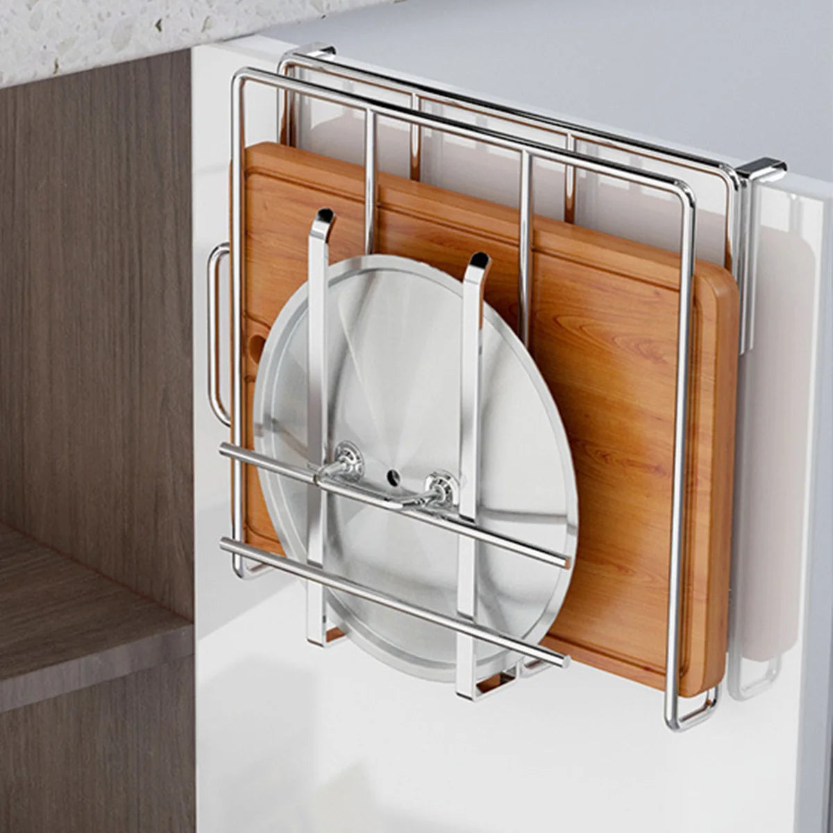 Multifunctional Cabinet Hanging Kitchen Rack Chopping Board Cabinet Hanger Wall Hanging Storage Wine Glass Pot Cover Rack