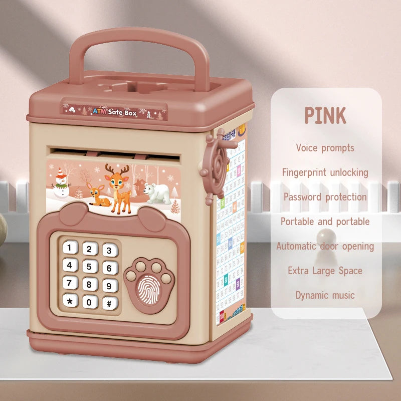 New ATM Machine Safe Box Money Bank ATM Music Coin Box Cartoon Bank With Face Unlock kids toy