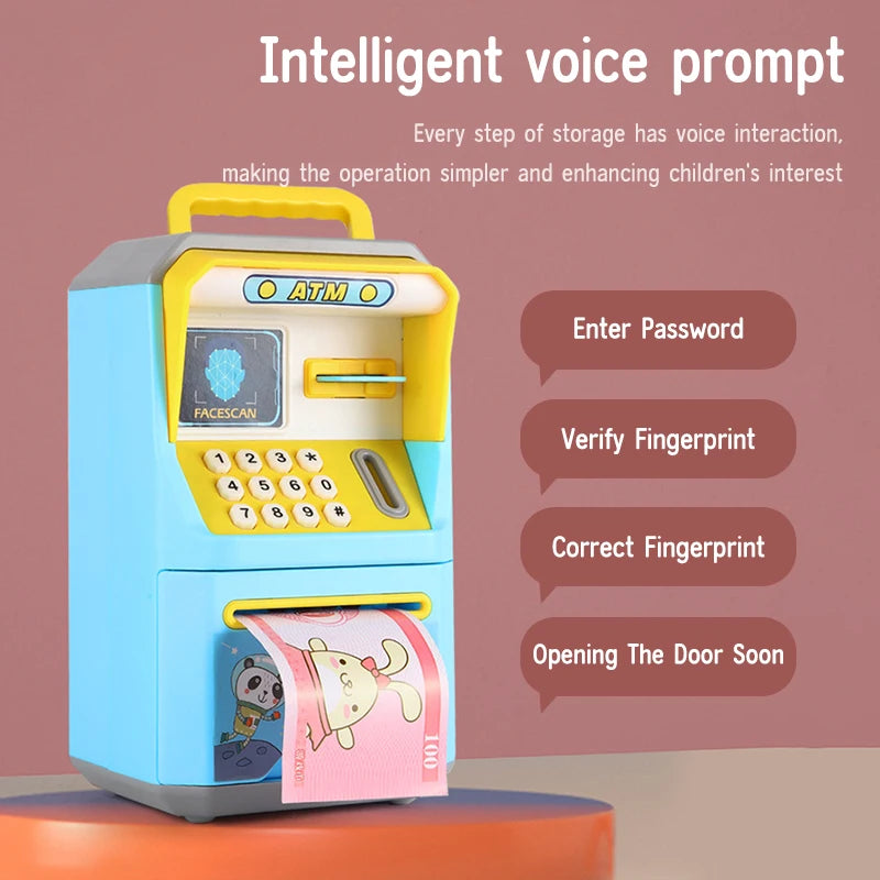 New ATM Machine Safe Box Money Bank ATM Music Coin Box Cartoon Bank With Face Unlock kids toy