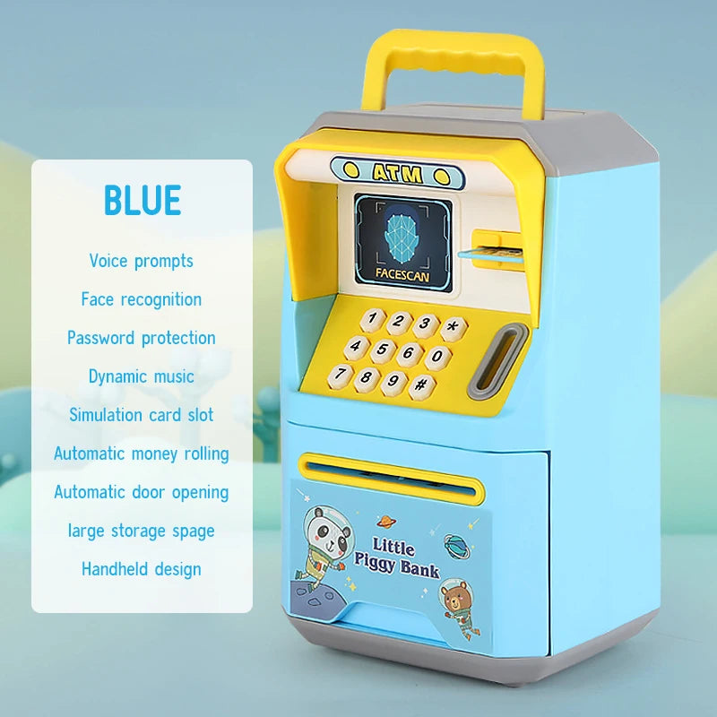 New ATM Machine Safe Box Money Bank ATM Music Coin Box Cartoon Bank With Face Unlock kids toy