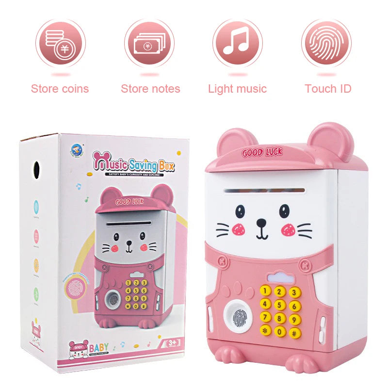 New ATM Machine Safe Box Money Bank ATM Music Coin Box Cartoon Bank With Face Unlock kids toy