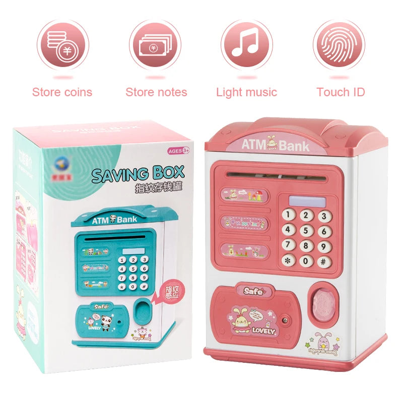 New ATM Machine Safe Box Money Bank ATM Music Coin Box Cartoon Bank With Face Unlock kids toy