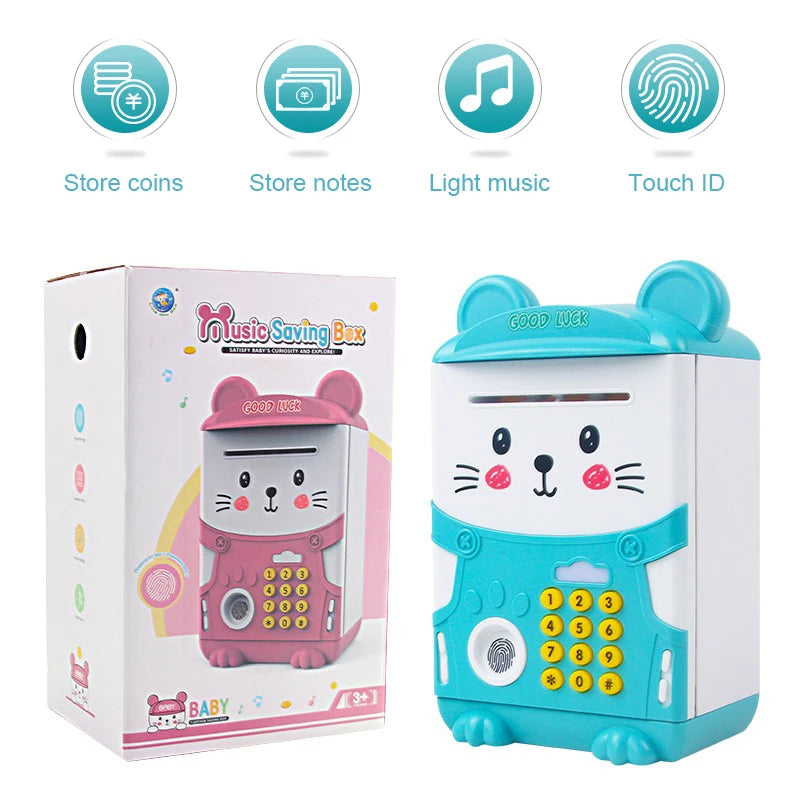 New ATM Machine Safe Box Money Bank ATM Music Coin Box Cartoon Bank With Face Unlock kids toy