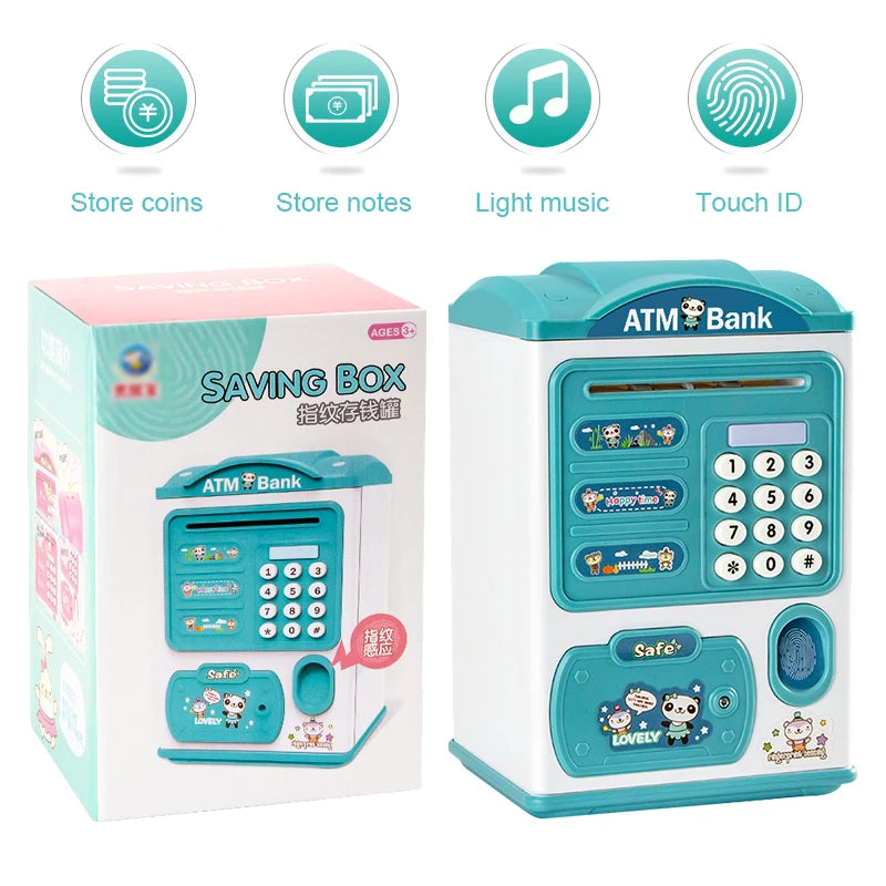 New ATM Machine Safe Box Money Bank ATM Music Coin Box Cartoon Bank With Face Unlock kids toy