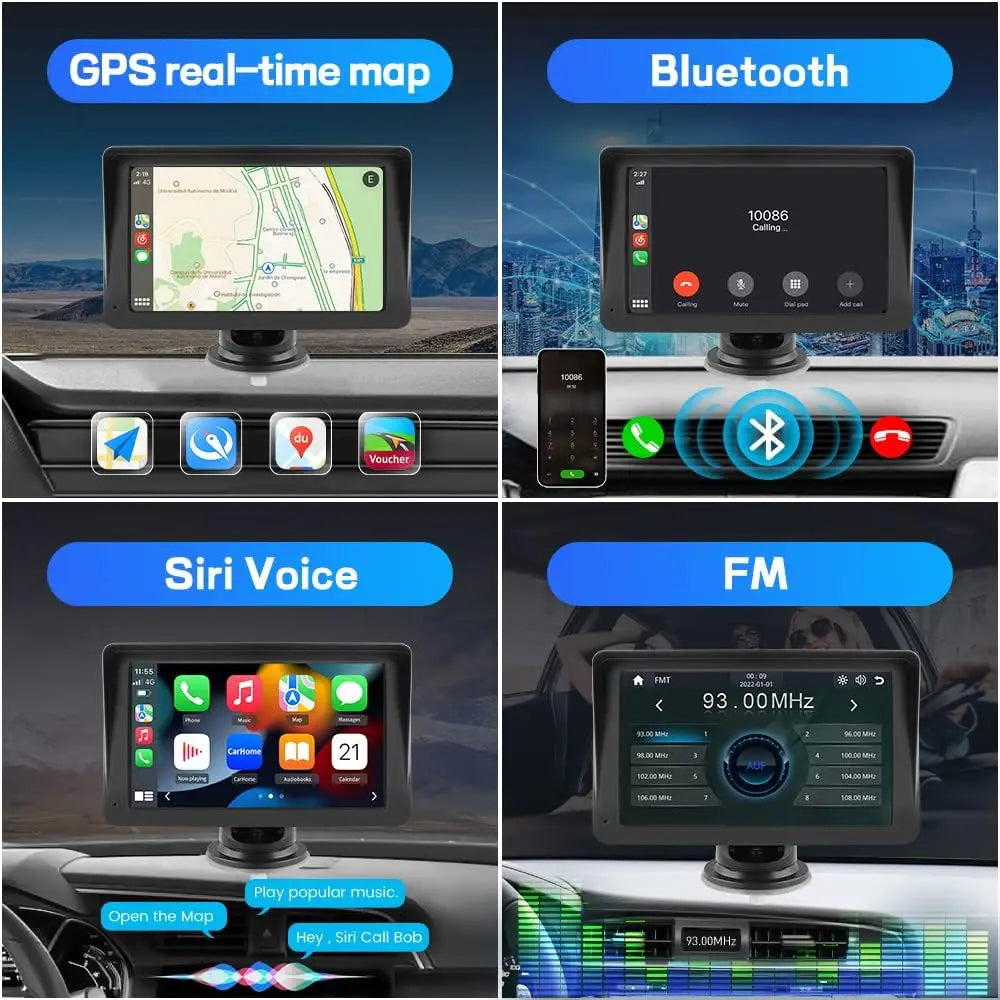 Portable 7 Inch Car Radio Multimedia Video Player Wireless Carplay Android Touch Screen Universal Car Stereo For Nissan Toyota