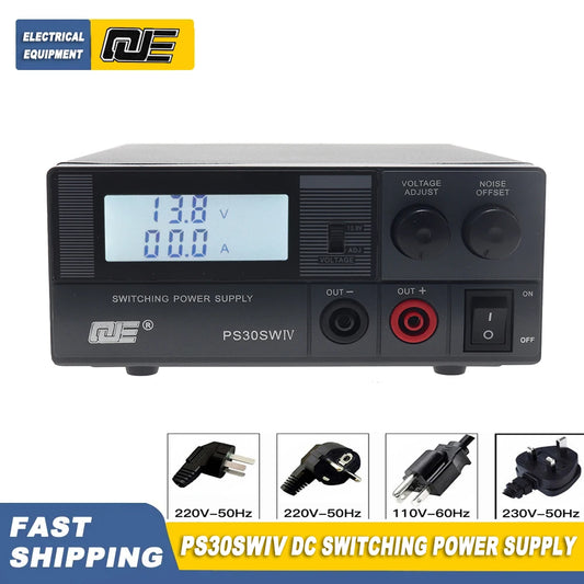 QJE PS30SWIV Power Supply 13.8V 30A Adjustable Linear Power Supply Stable DC Communication Switching Power Supply Automotive