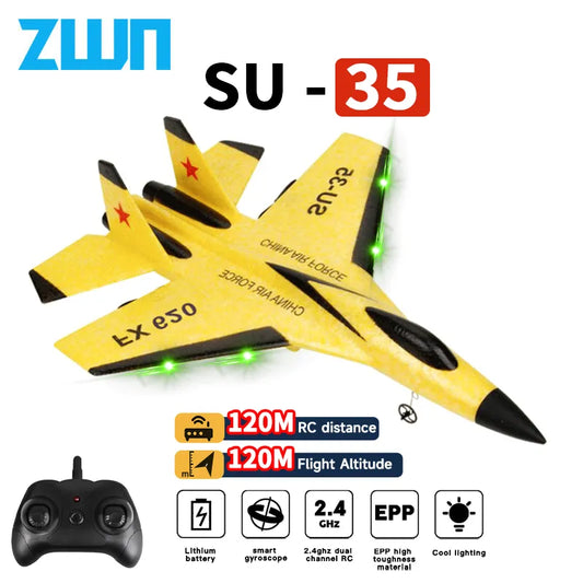 RC Plane SU35 2.4G With LED Lights Aircraft Remote Control Flying Model Glider Airplane SU57  EPP Foam Toys For Children Gifts