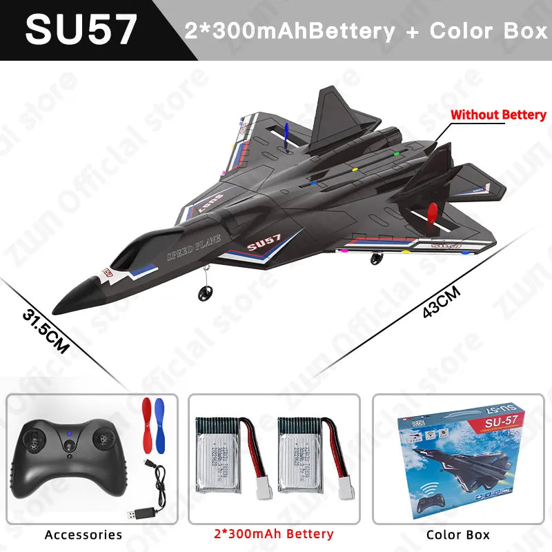 RC Plane SU35 2.4G With LED Lights Aircraft Remote Control Flying Model Glider Airplane SU57  EPP Foam Toys For Children Gifts