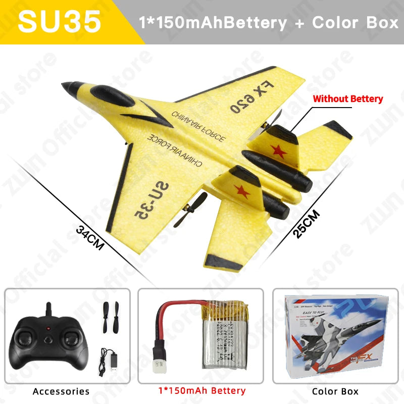 RC Plane SU35 2.4G With LED Lights Aircraft Remote Control Flying Model Glider Airplane SU57  EPP Foam Toys For Children Gifts