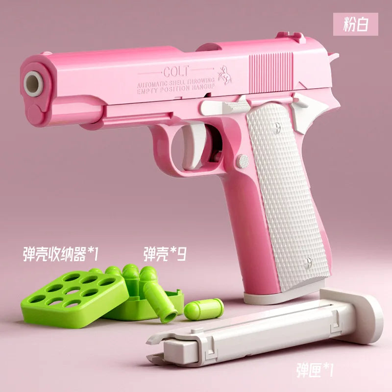 Radish Gun Decompression toys Desert Eagle 2011 Pistol 1911 Continuous Throwing Shell Empty Hanging Revolver Launcher Toy Gun