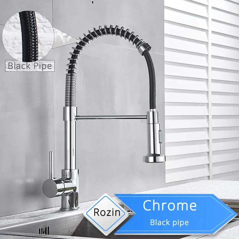 Rozin Brushed Nickel Kitchen Faucet Deck Mounted Mixer Tap 360 Degree Rotation Stream Sprayer Nozzle Kitchen Sink Hot Cold Taps