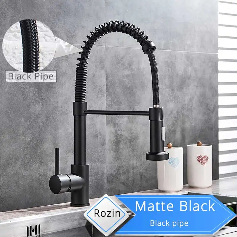 Rozin Brushed Nickel Kitchen Faucet Deck Mounted Mixer Tap 360 Degree Rotation Stream Sprayer Nozzle Kitchen Sink Hot Cold Taps