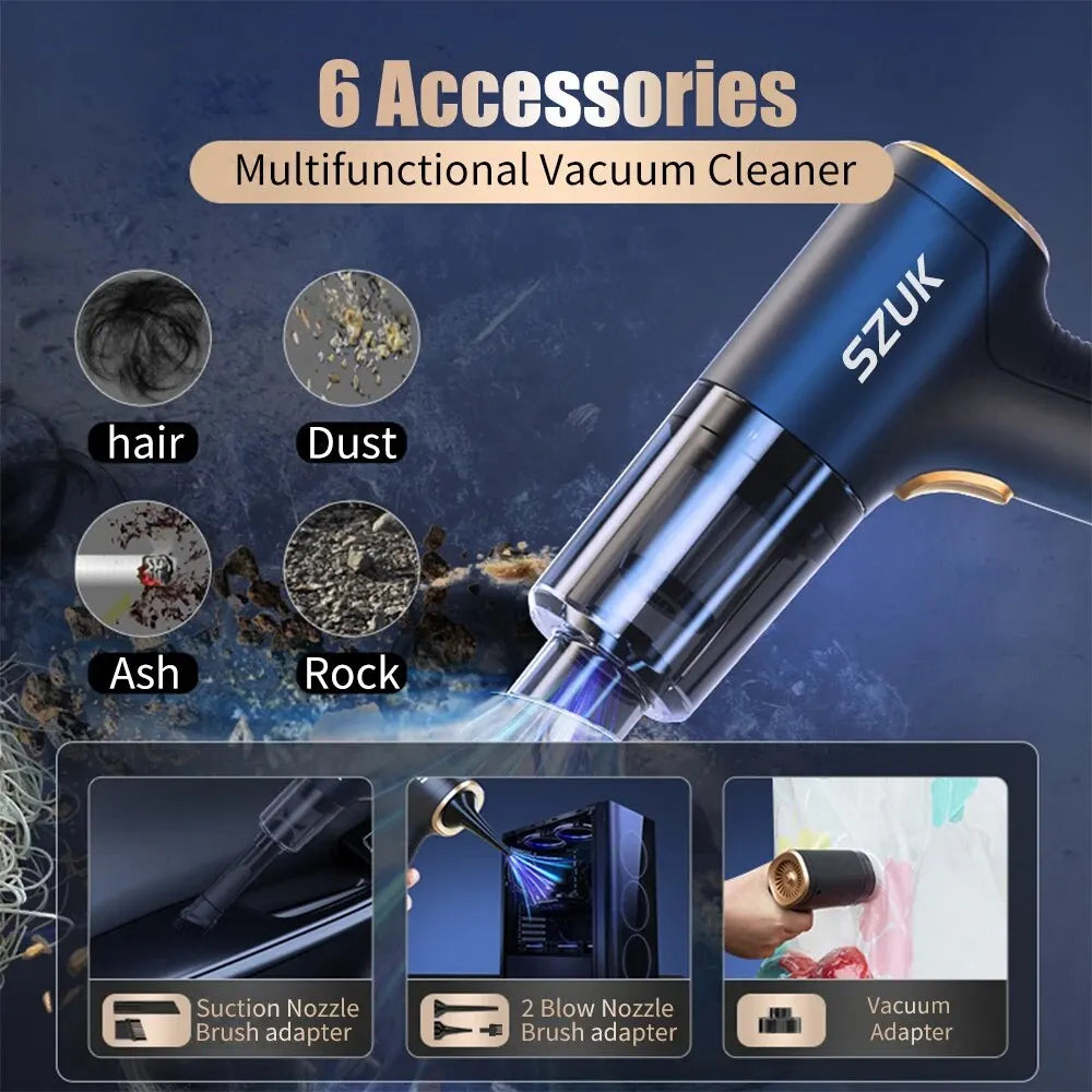 SZUK 18000PA Car Vacuum Cleaner Mini Portable Duster Handheld Cleaning Machine Home Appliance Powerful Wireless Vacuum Cleaner