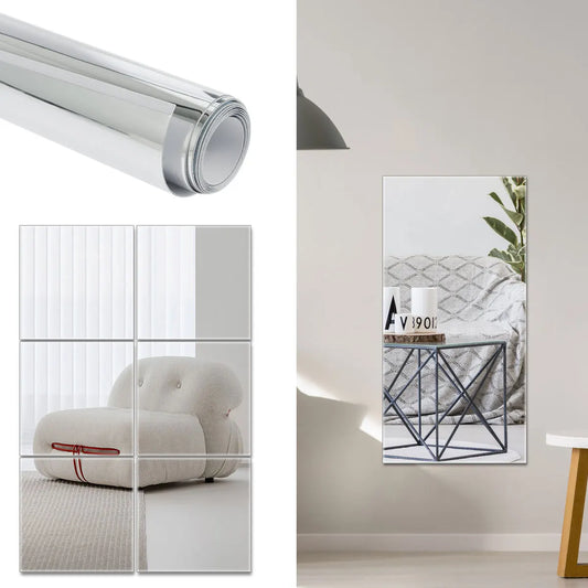Self Adhesive Mirror Stickers Flexible Mirrors Sheets Cuttable PET Non Glass Mirror Stickers DIY Decor for Bathroom Bedroom Gym