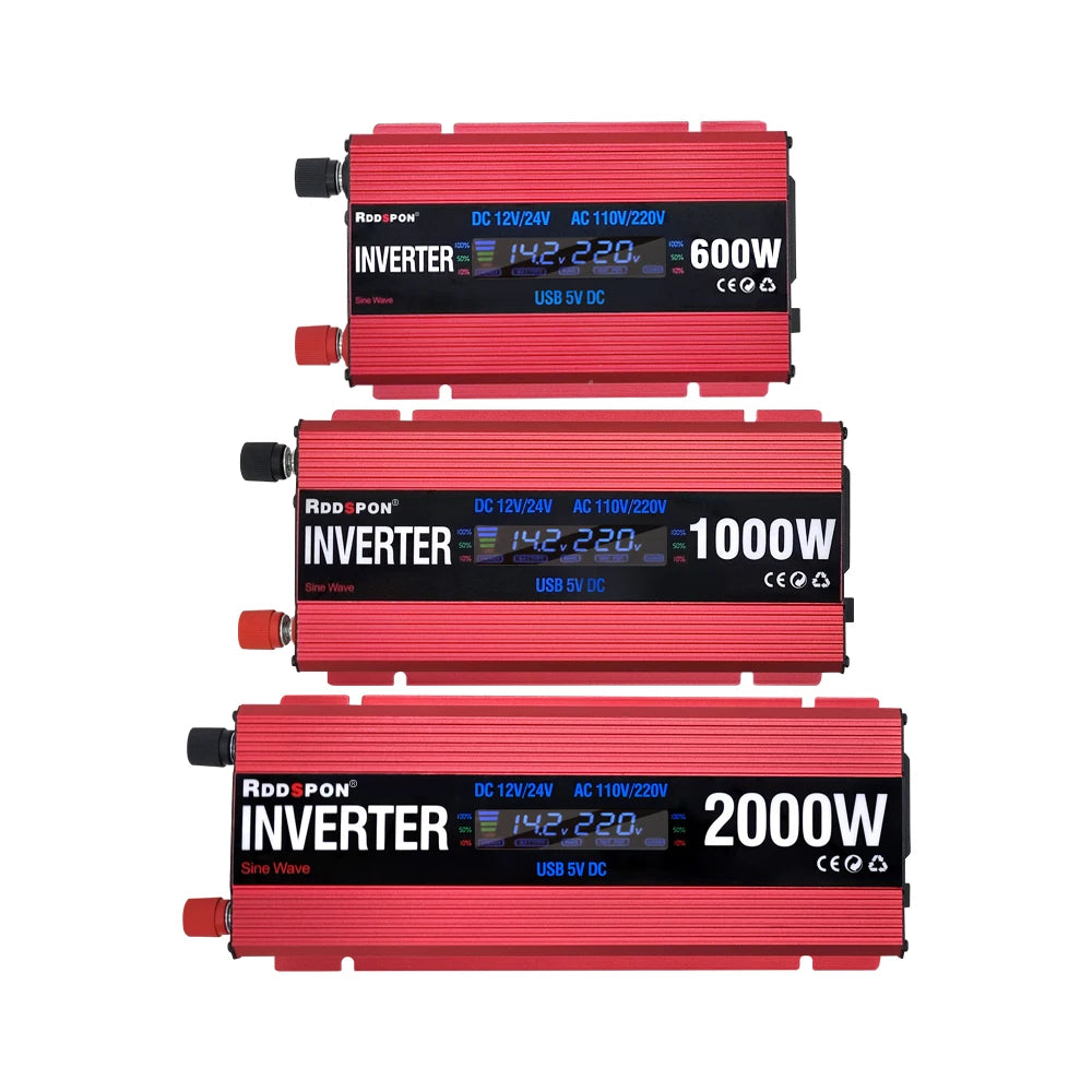 Solar Power Inverters 600W 1000W 2000W Modified Sine Wave USB Car Inverter DC 12V 24V AC 110V 220V Transformer Voltage Converter