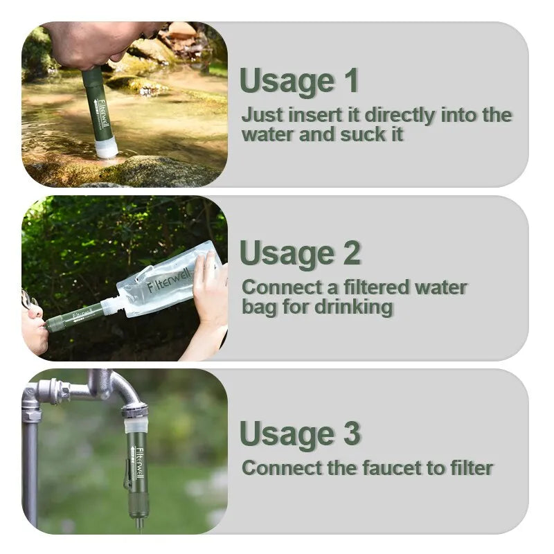 Survival Water Purifier Survival Water Filter 0.01 Micron Survival Water Purifier Emergency Outdoor Water Filter Straw For Storm