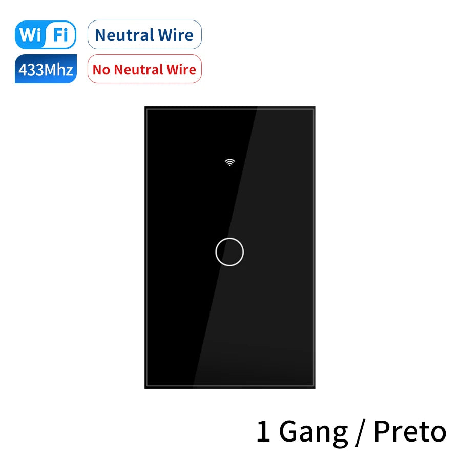 Tuya Smart Wifi Touch Switch Neutral Wire/No Neutral Wire Required US 1/2/3/4 Gang Light Switch For Alexa Google Home Alice