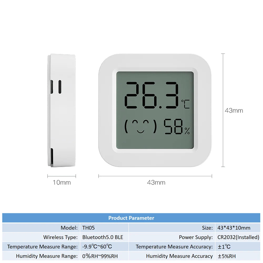 Tuya Temperature Humidity Sensor Mini LCD Digital Display Compatible with Bluetooth APP Remote Control Thermometer Hygrometer