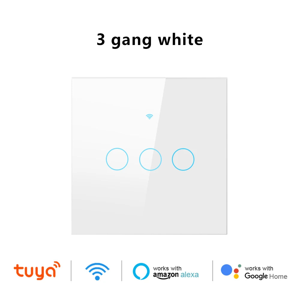 Tuya Wifi Smart Touch Light US/EU Switch Wireless Remote LED Light Switches No Neutral Wire Required 1-4 Gang Alexa Google Home