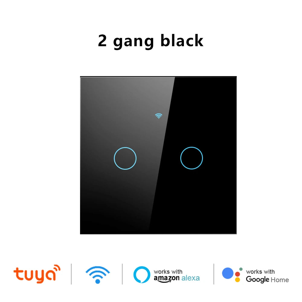 Tuya Wifi Smart Touch Light US/EU Switch Wireless Remote LED Light Switches No Neutral Wire Required 1-4 Gang Alexa Google Home