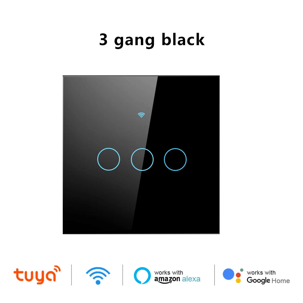 Tuya Wifi Smart Touch Light US/EU Switch Wireless Remote LED Light Switches No Neutral Wire Required 1-4 Gang Alexa Google Home