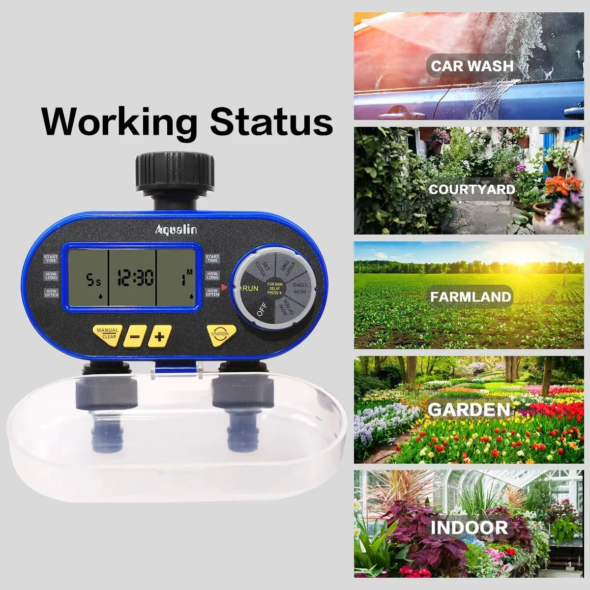 Two Outlets Garden Digital Electronic Water Timer Solenoid Valve Garden Irrigation Controller for Garden,Yard