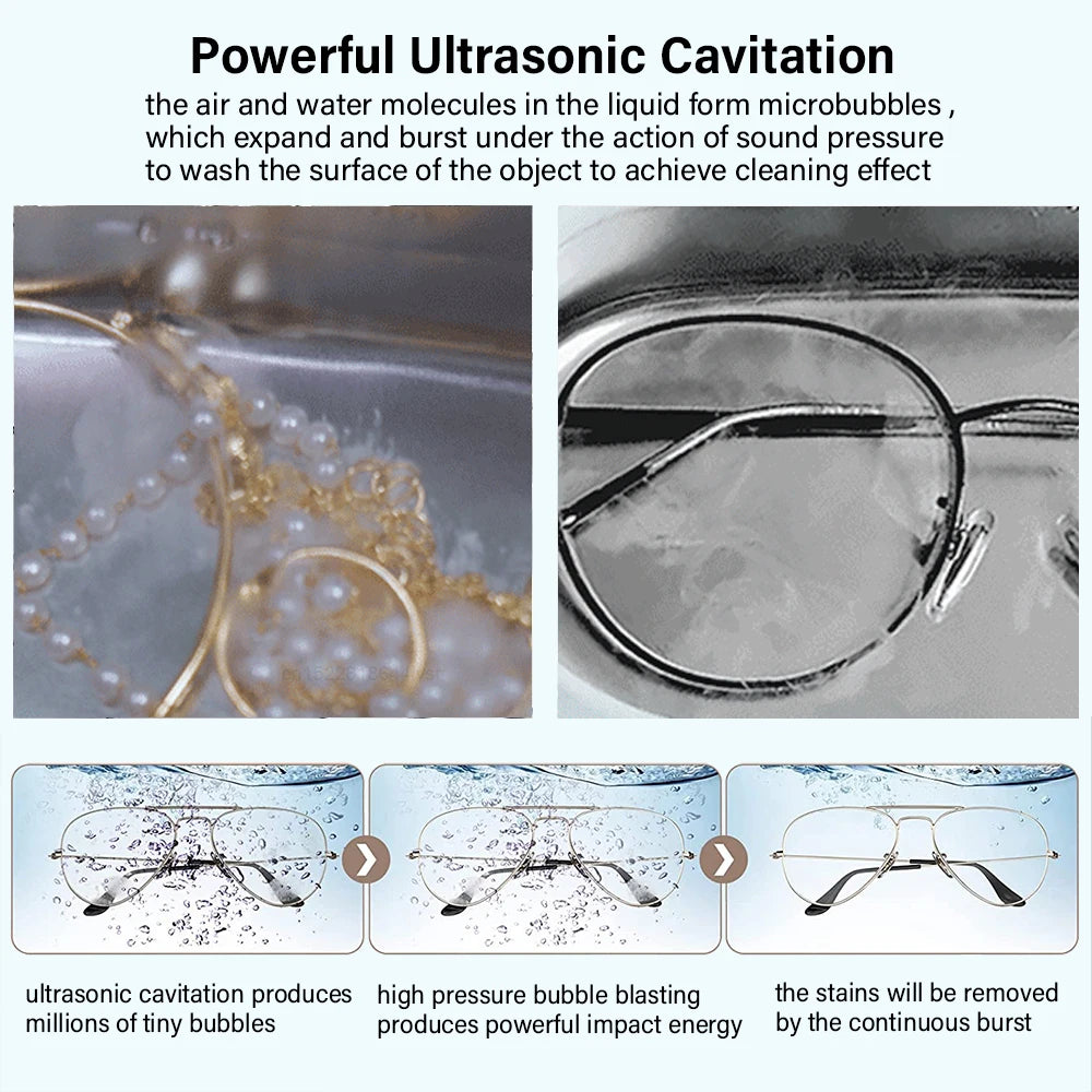 Ultrasonic Cleaner Ultrasonic Glasses Cleanser High Frequency Ultrasound Cleaning Bath For Glasses Jewelry Ultra Sonic Cleaner