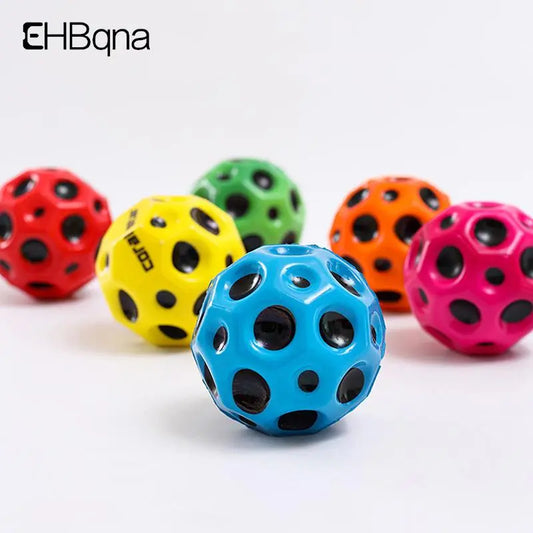 Useful Hole Ball Soft Bouncy Ball Anti-fall Moon Shape Porous Bouncy Ball Kids Indoor Toy Ergonomic Design