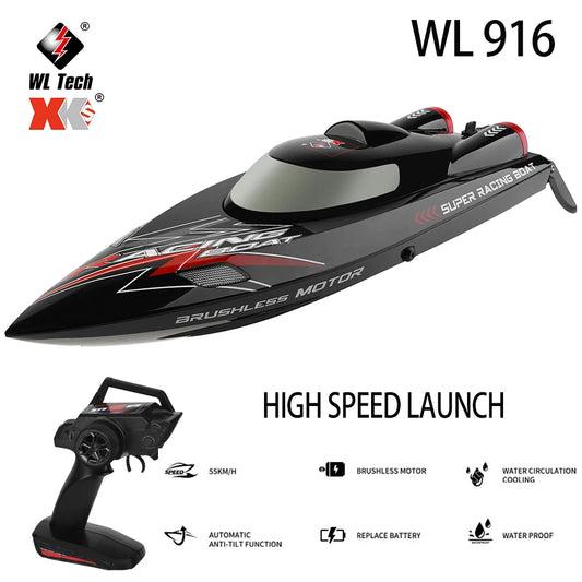 WLtoys WL916 WL912-A RC Boat 2.4Ghz 55KM/H Brushless High Speed Racing Boat 2200mAh Remote Control Speedboat Toys For Boys