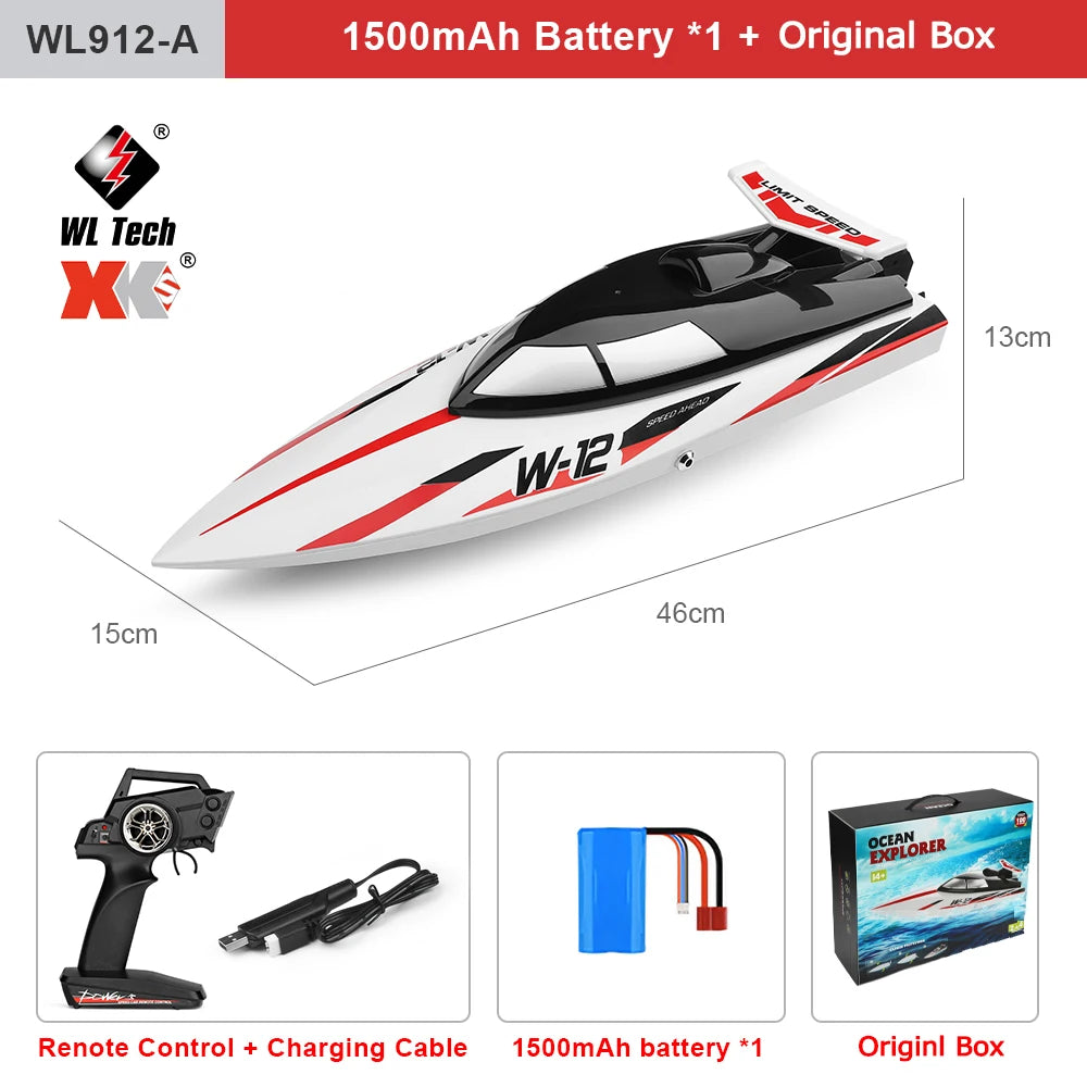 WLtoys WL916 WL912-A RC Boat 2.4Ghz 55KM/H Brushless High Speed Racing Boat 2200mAh Remote Control Speedboat Toys For Boys