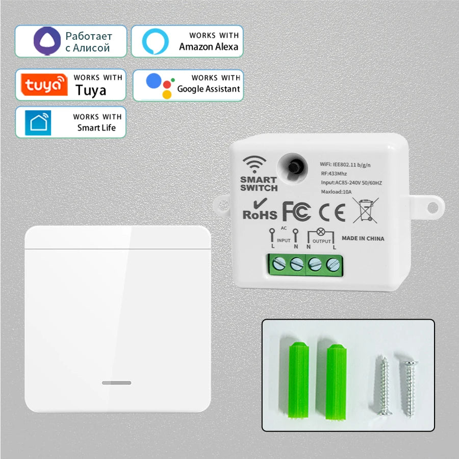 WiFi Light Switch Tuya Smart Home Smart Life RF433Mhz Wireless APP Voice Control Smart Home Work With Google Home Alexa Alice