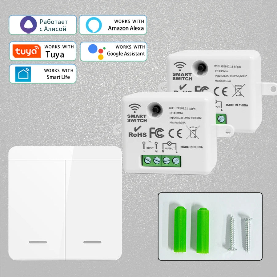 WiFi Light Switch Tuya Smart Home Smart Life RF433Mhz Wireless APP Voice Control Smart Home Work With Google Home Alexa Alice