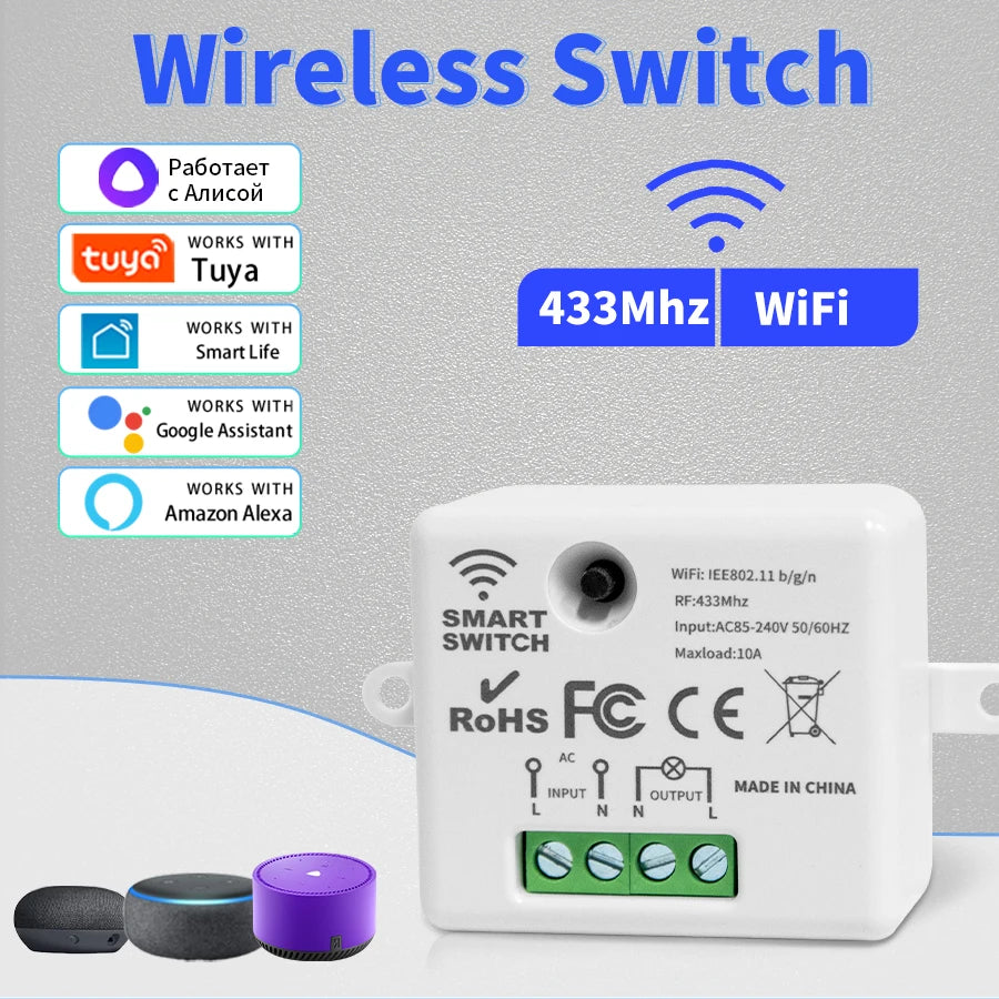 WiFi Light Switch Tuya Smart Home Smart Life RF433Mhz Wireless APP Voice Control Smart Home Work With Google Home Alexa Alice