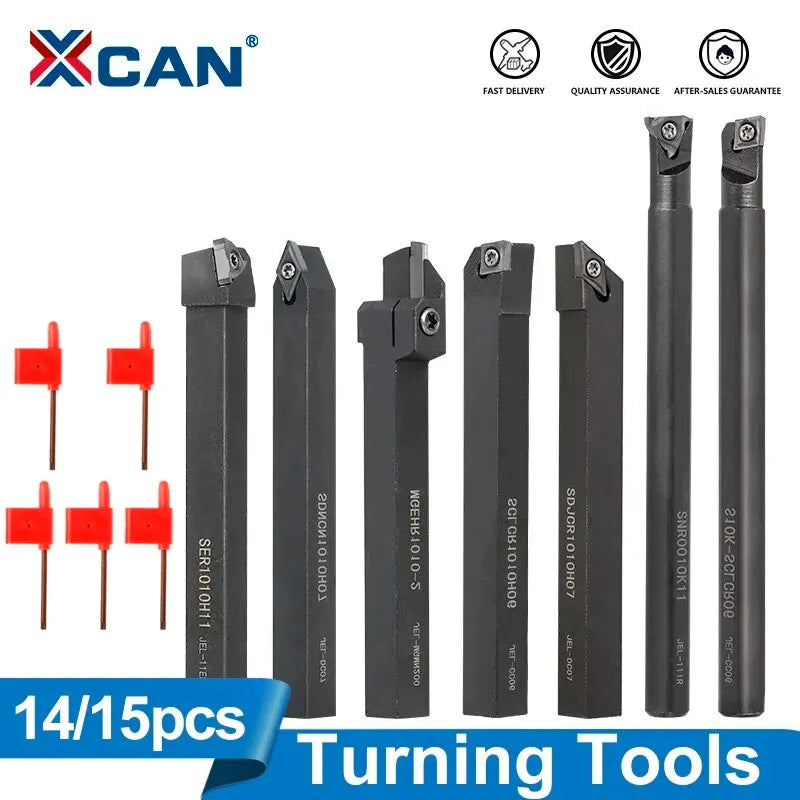 XCAN Lathe Tools 14/15pcs Carbide Inserts Holder SCLCR06 with Wrenches for Lathe Turning Tools CNC Cutting Tools