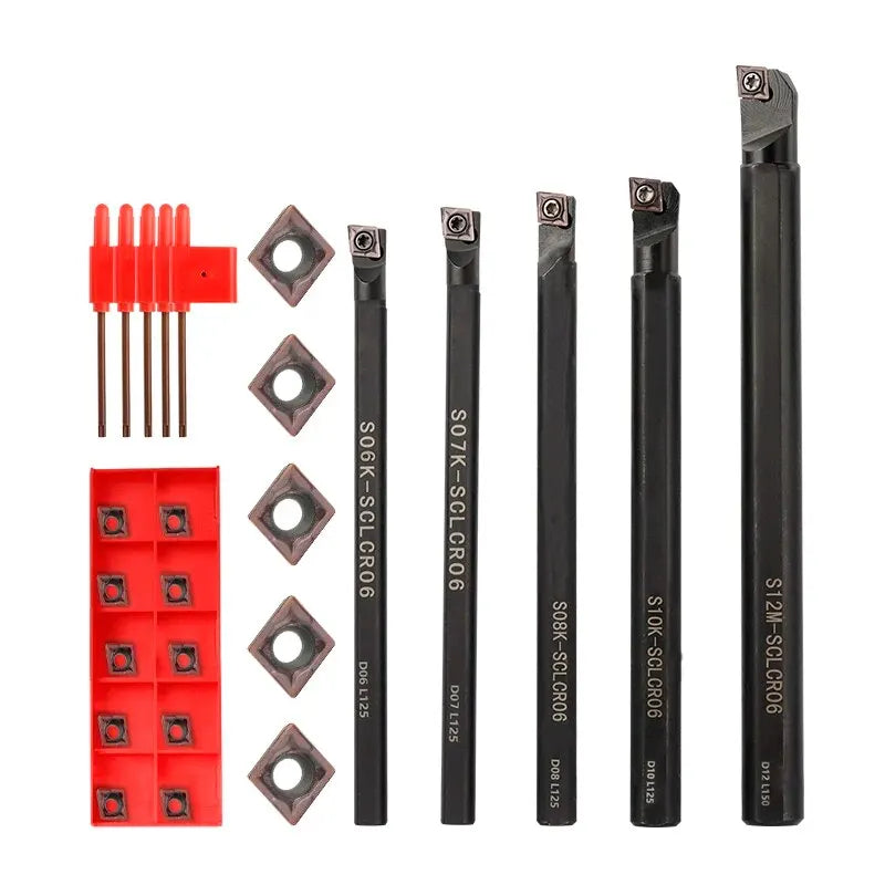 XCAN Lathe Tools 14/15pcs Carbide Inserts Holder SCLCR06 with Wrenches for Lathe Turning Tools CNC Cutting Tools