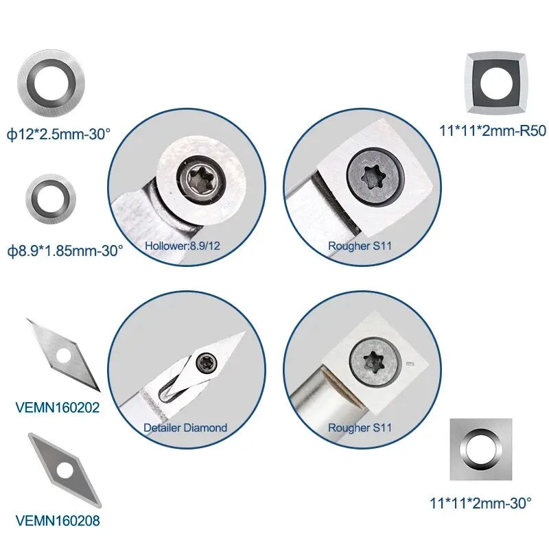 XCAN Turning Tools Blade Carbide Insert Cutters Blades for Detailer Hollower Finisher Rougher Wood Lathe Tool