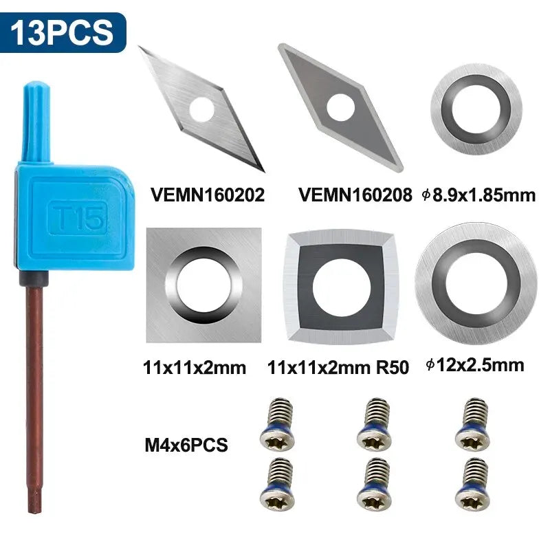 XCAN Turning Tools Blade Carbide Insert Cutters Blades for Detailer Hollower Finisher Rougher Wood Lathe Tool