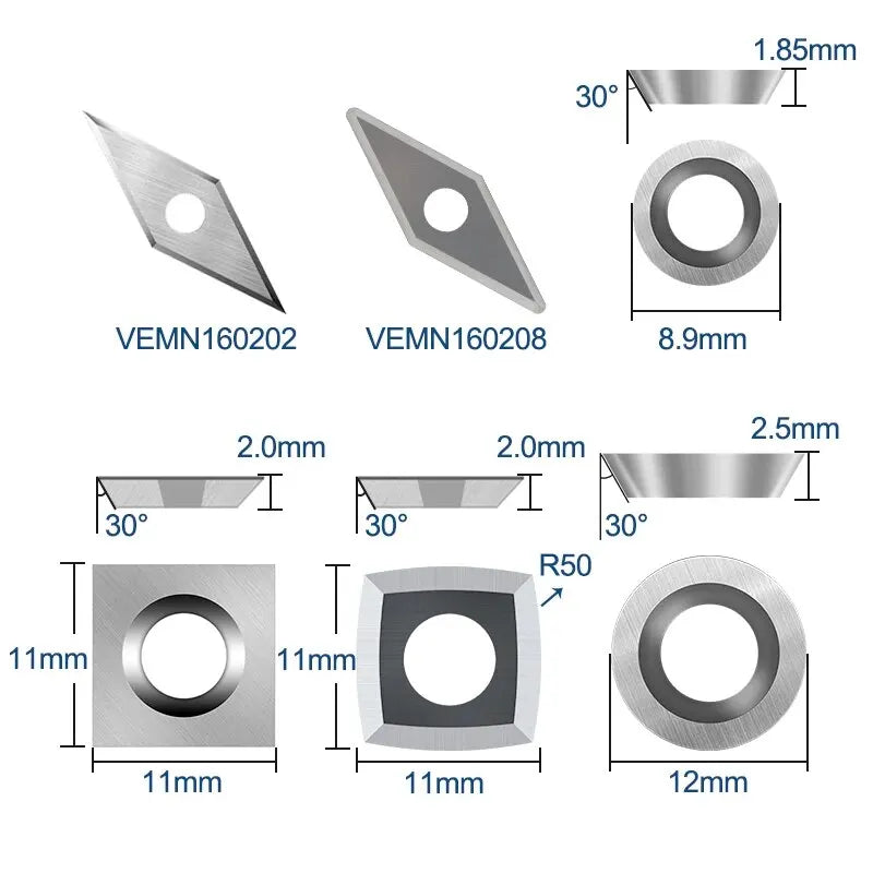 XCAN Turning Tools Blade Carbide Insert Cutters Blades for Detailer Hollower Finisher Rougher Wood Lathe Tool