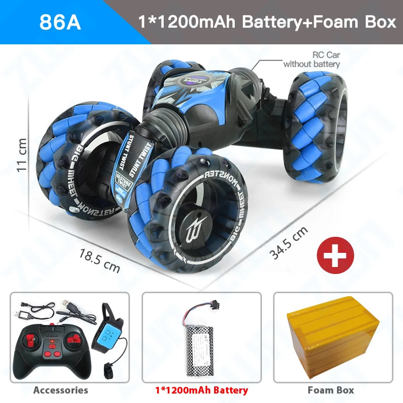 ZWN 1:12 4WD RC Car Radio Gesture Induction Music Light Stunt Remote Control Car off-Road Control  Boys Toys for Children Gifts