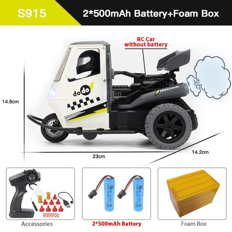 ZWN S915 Three Wheels RC Motorcycle With Light Spray 2.4G Remote Control Electric High Speed Emulation Motorcycles Toys For Kids